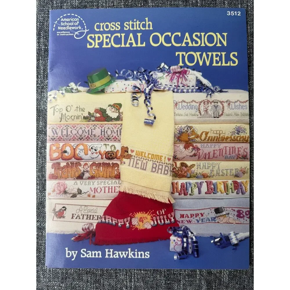 Vintage Cross Stitch Towel Pattern Booklets Sam Hawkins ASN 3503 3512 3518 Lot